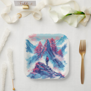 the mountains Birthday or Shower Paper Plate