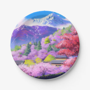 The mountains of japan paper plate