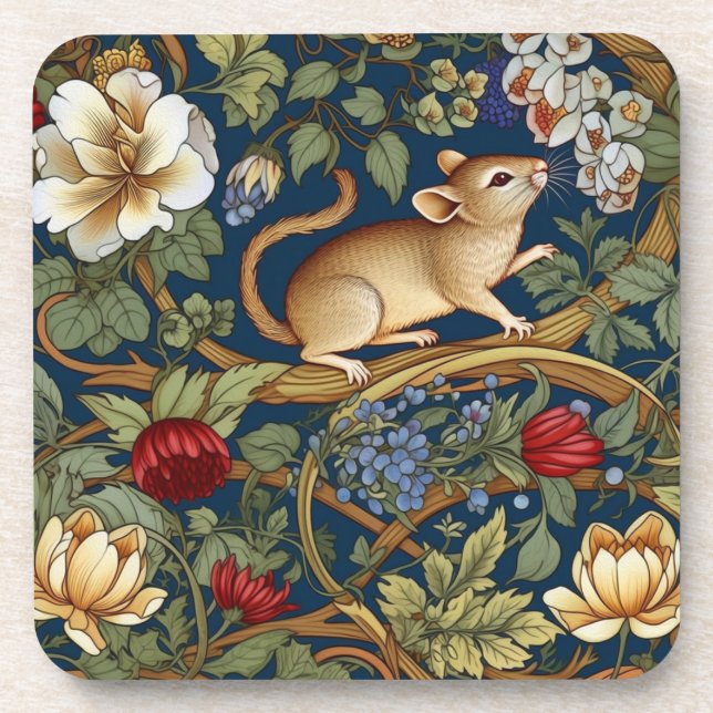 The mouse and flowers Art nouveau Coaster (Front)