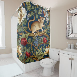 The mouse and flowers Art nouveau Shower Curtain
