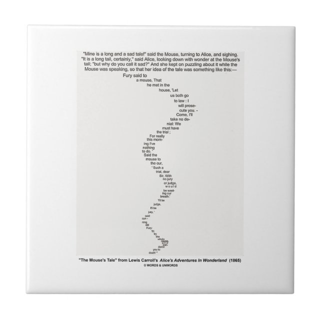 The Mouse's Tale by Lewis Carroll Wonderland Tile (Front)