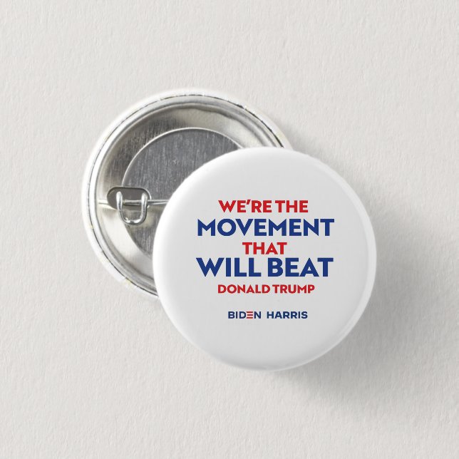The Movement that will beat Donald Trump 3 Cm Round Badge (Front & Back)