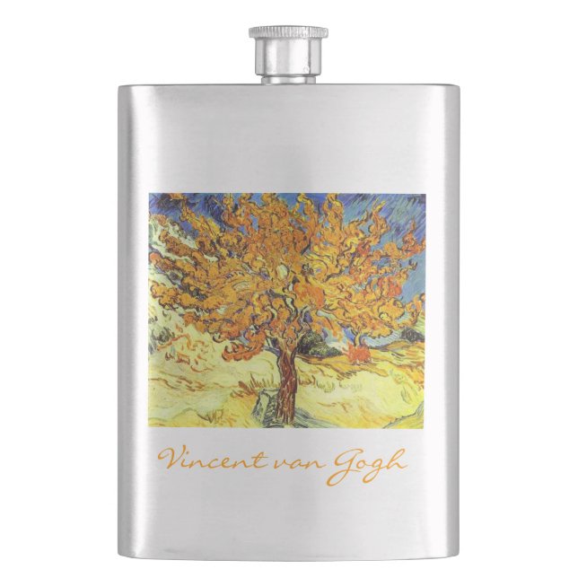 The Mulberry Tree, Vincent van Gogh Hip Flask (Front)