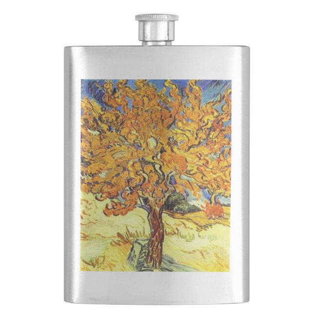 The Mulberry Tree, Vincent van Gogh Hip Flask (Front)