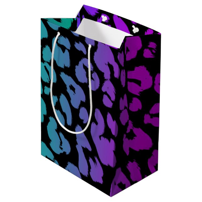 The Multi-Coloured Leopard Series Design 1 Medium Gift Bag (Back Angled)