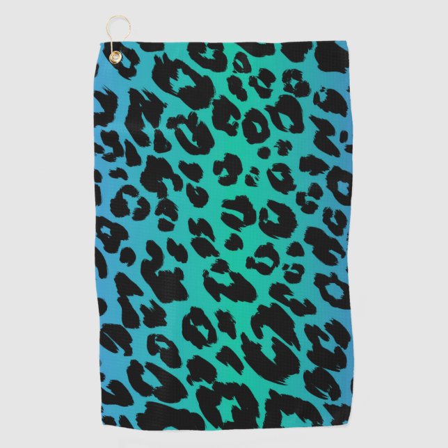 The Multi-Coloured Leopard Series Design 6 Golf Towel (Front)