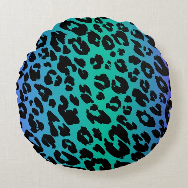 The Multi-Coloured Leopard Series Design 6 Round Cushion (Front)