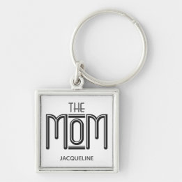 THE Mum Black White Text Personalised Key Ring