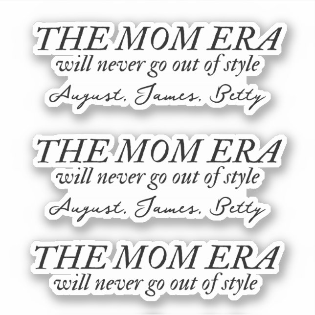 The Mum Era Sticker with Kids Names Custom Set 3 (Front)