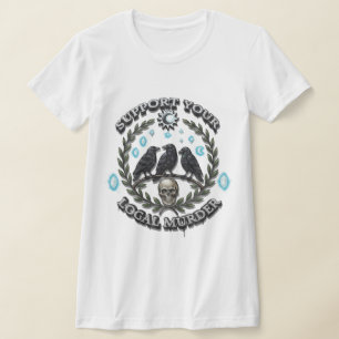 The Murder's Calling: Mystical Crow & Skull Graphi T-Shirt