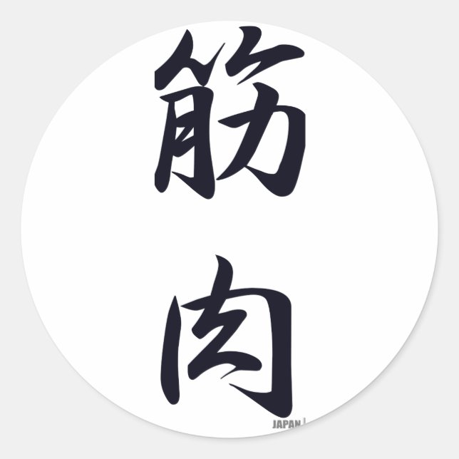 the muscle black classic round sticker (Front)