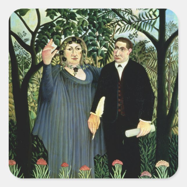 The Muse Inspiring the Poet, 1908-09 Square Sticker (Front)