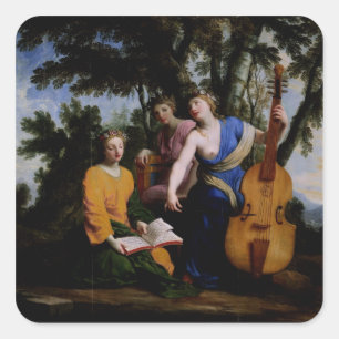 The Muses Melpomene, Erato and Polymnia, 1652-55 Square Sticker