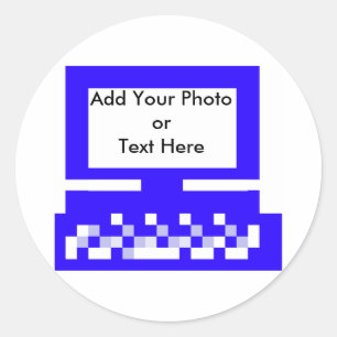 The MUSEUM Artist Series Images Computer Blue Classic Round Sticker