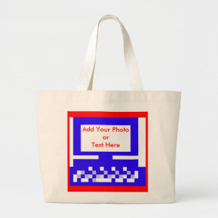 The MUSEUM Artist Series Images Computer Blue Large Tote Bag