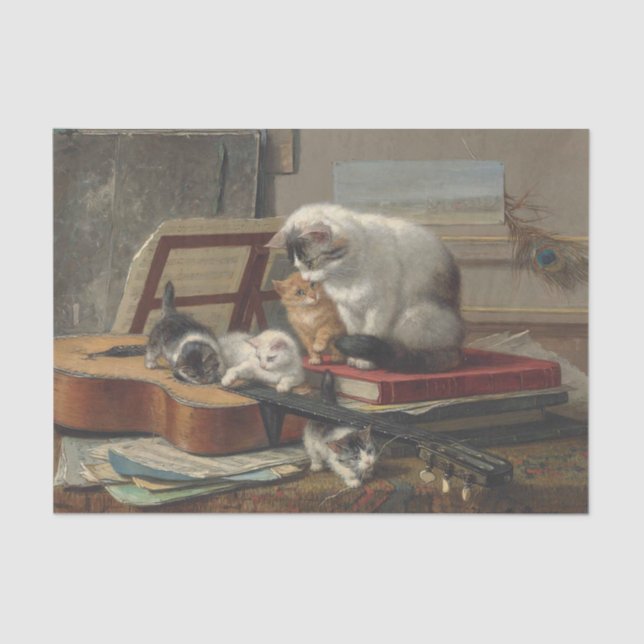 The Music Lesson by Henriette Ronner-Knip Tissue Paper (Front)