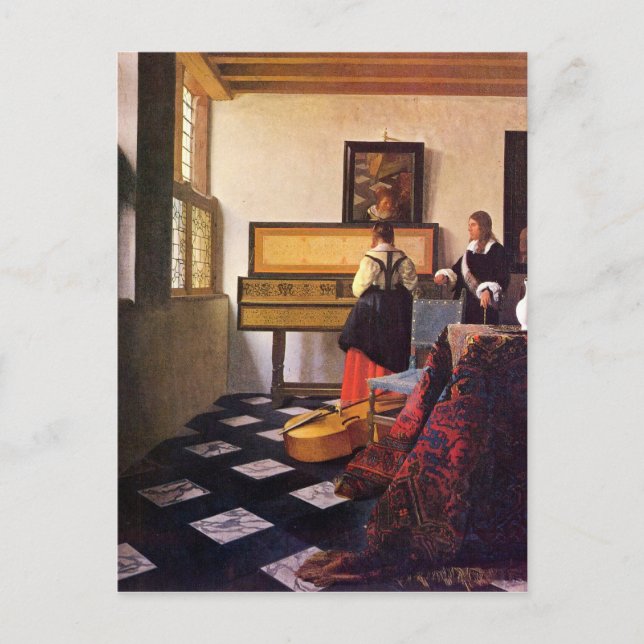 The music lesson by Johannes Vermeer Postcard (Front)