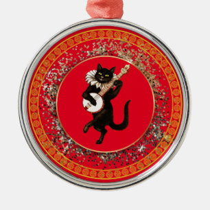The Musical Cat Metal Ornament
