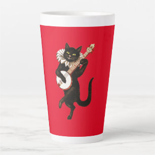 The Musical Cat on Red Latte Mug