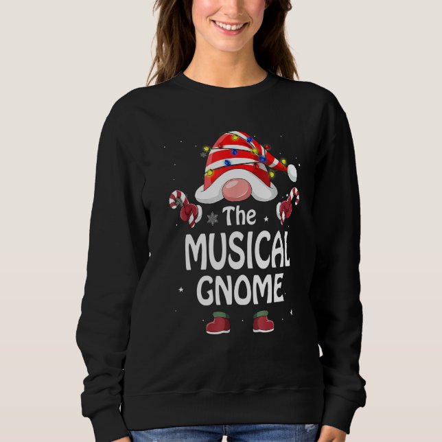 The Musical Gnome Tree Light Buffalo Plaid Christm Sweatshirt (Front)