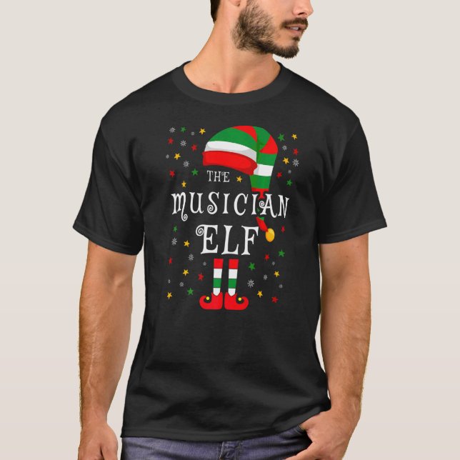 The Musician Elf Christmas Family Matching Group E T-Shirt (Front)