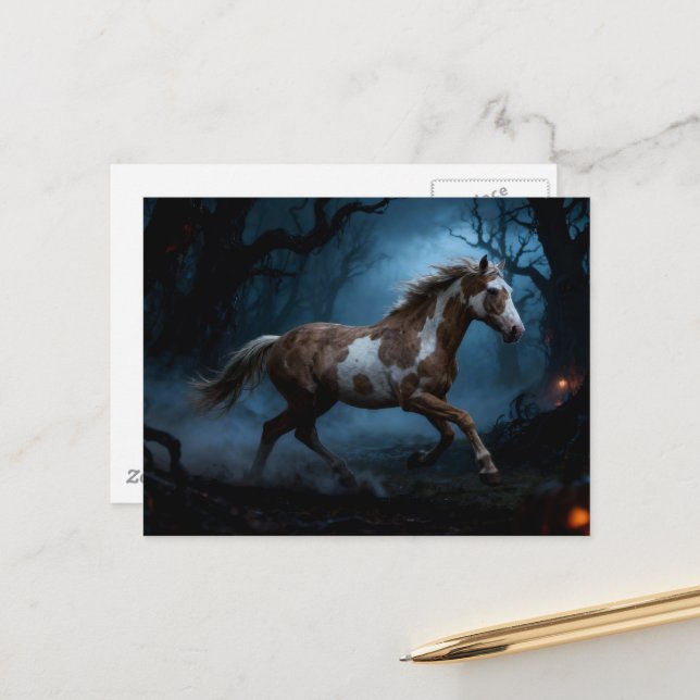 The Mustang in the Haunted Forest Postcard (Front/Back In Situ)