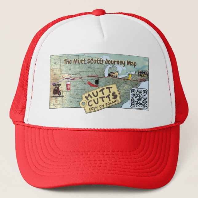 The Mutt $Cutts Journey Map Trucker Hat (Front)
