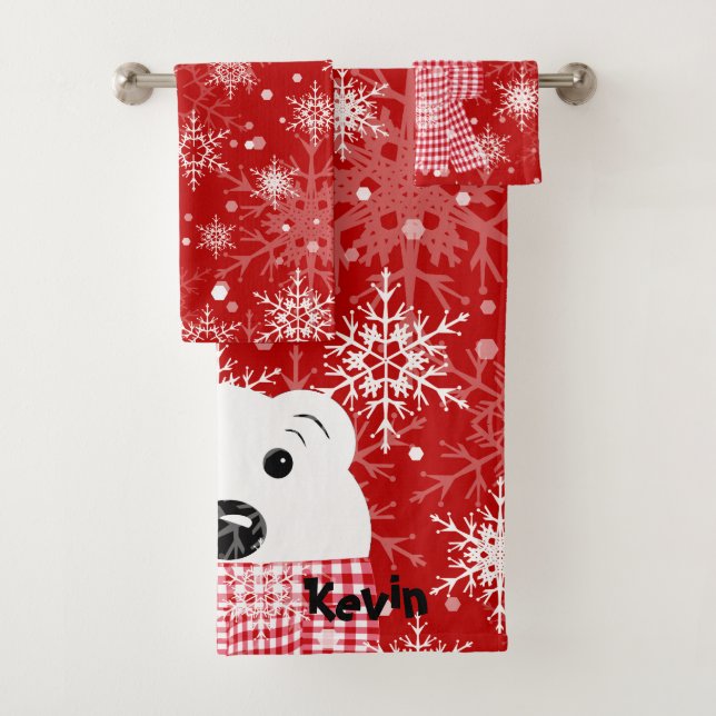 The muzzle of a polar bear, Christmas  Bath Towel  (Insitu)