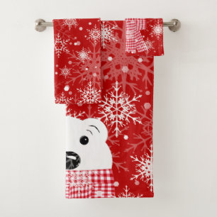 The muzzle of a polar bear, Christmas  Bath Towel Set
