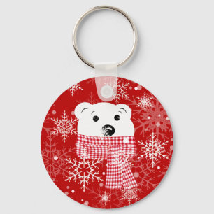 The muzzle of a polar bear, Christmas  Key Ring