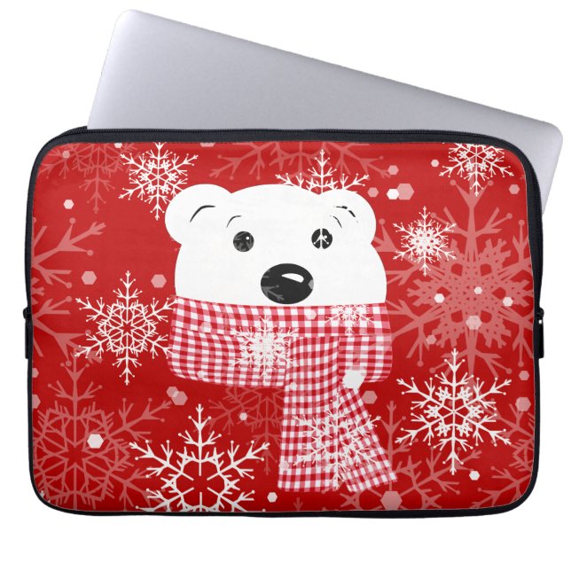 The muzzle of a polar bear, Christmas   Laptop Sleeve (Front)
