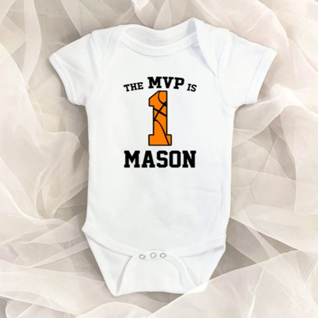 The MVP is 1 Basketball Sports First 1st Birthday Baby Bodysuit (Creator Uploaded)