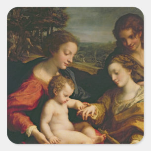 The Mystic Marriage of St. Catherine of Square Sticker