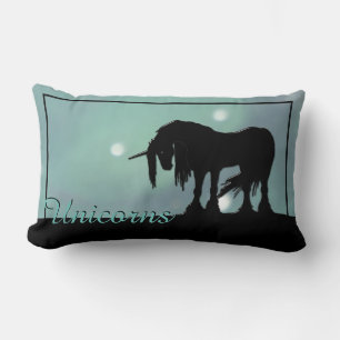 The Mystical Black Unicorn (hazy green) Lumbar Cushion