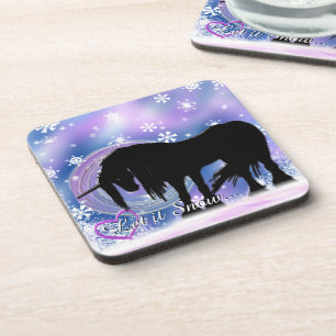 The Mystical Black Unicorn (Let It Snow) Coaster