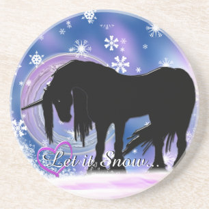 The Mystical Black Unicorn (Let It Snow) Coaster
