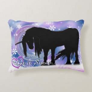 The Mystical Black Unicorn (Let It Snow) Decorative Cushion