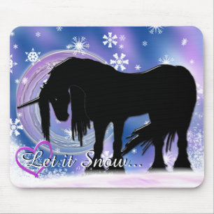 The Mystical Black Unicorn (Let It Snow) Mouse Pad