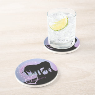 The Mystical Black Unicorn (Pastel Swirl) Coaster