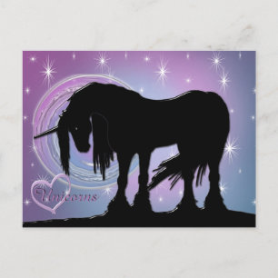 The Mystical Black Unicorn (Pastel Swirl) Postcard