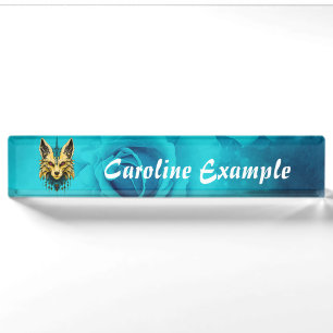 The mystical fox head, noble and mysterious. nameplate