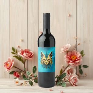 The mystical fox head, noble and mysterious. wine label