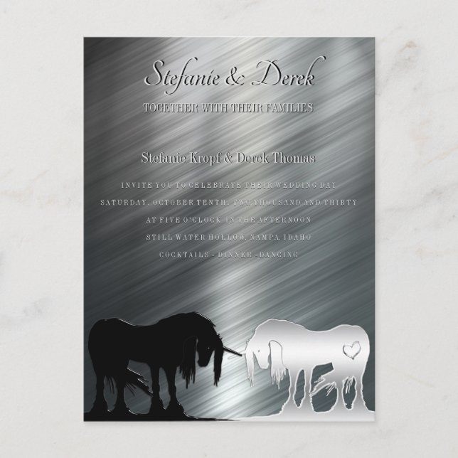 The Mystical Unicorn (metallic lines) Postcard (Front)
