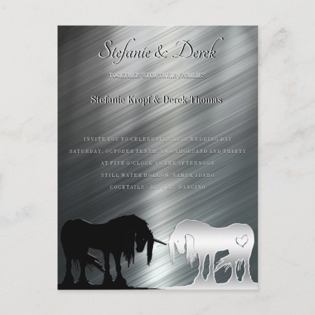 The Mystical Unicorn (metallic lines) Postcard (Front)