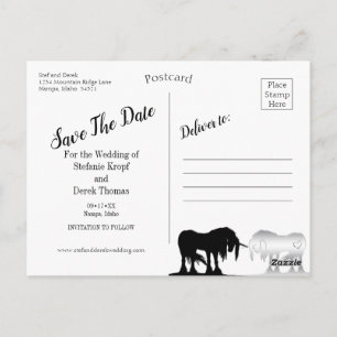 The Mystical Unicorn Save the Date (black swirl) Postcard