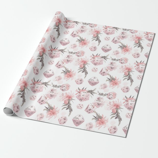 The Mystical White RPG Dice Wrapping Paper (Unrolled)