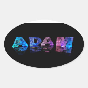 The Name Adam in Lights Oval Sticker