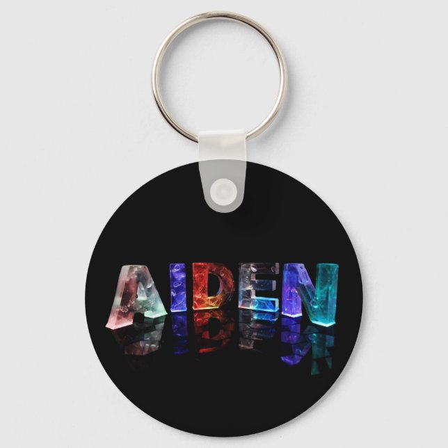The Name Aiden in Coloured Lights Key Ring (Front)