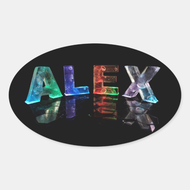 The Name Alex in Lights Oval Sticker (Front)