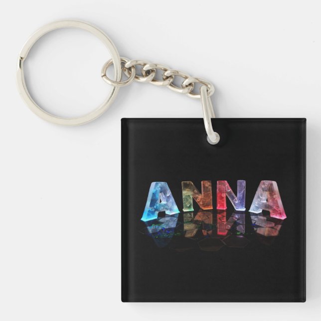 The Name Anna in Coloured Lights Key Ring (Front)